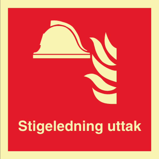 Hovedbilde Stigeledning uttak - brannskilt med symbol og tekst