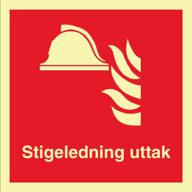 Stigeledning uttak - brannskilt med symbol og tekst
