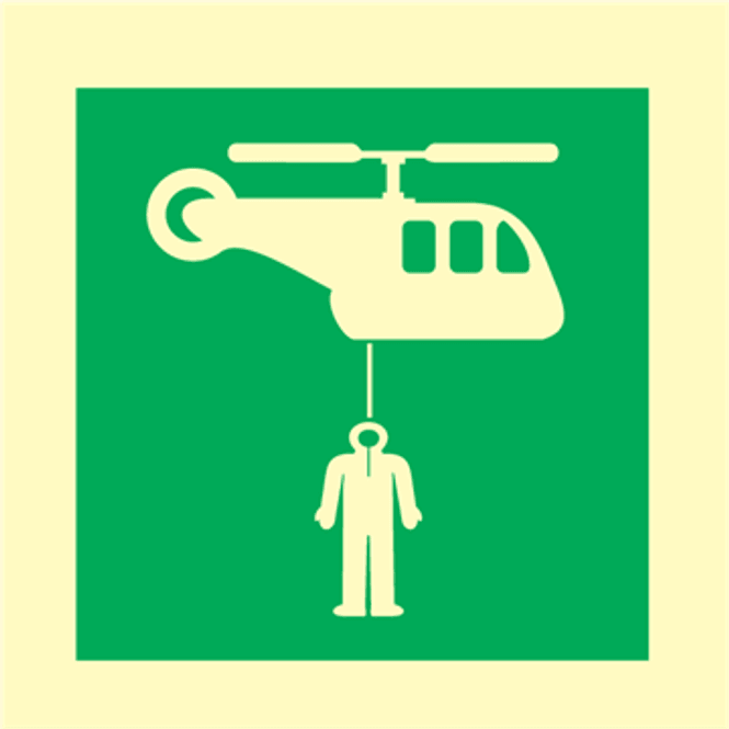Hovedbilde Henteområdet for helikopter - IMO skilt med symbol