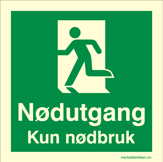 Skilt for nødåpnerknapp til utgangsdører