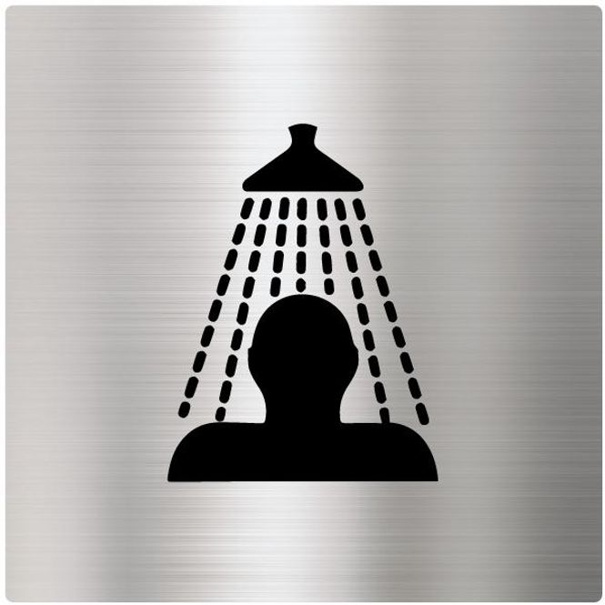 Hovedbilde Dusj -  Dørskilt i Børstet Aluminium 150 x 150 mm