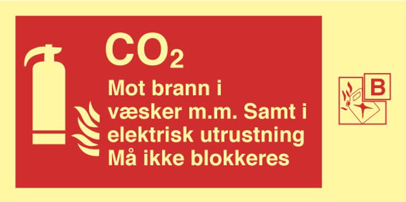 Brannskilt for brannslukker med CO2