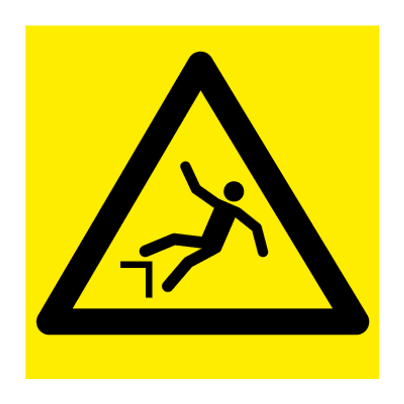 Fare for høydeforskjell - fareskilt med symbol