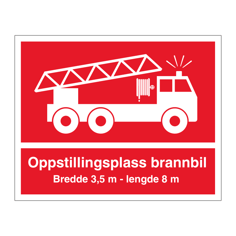 Oppstillingsplass for brannbil  - skilt 500 x 400 mm