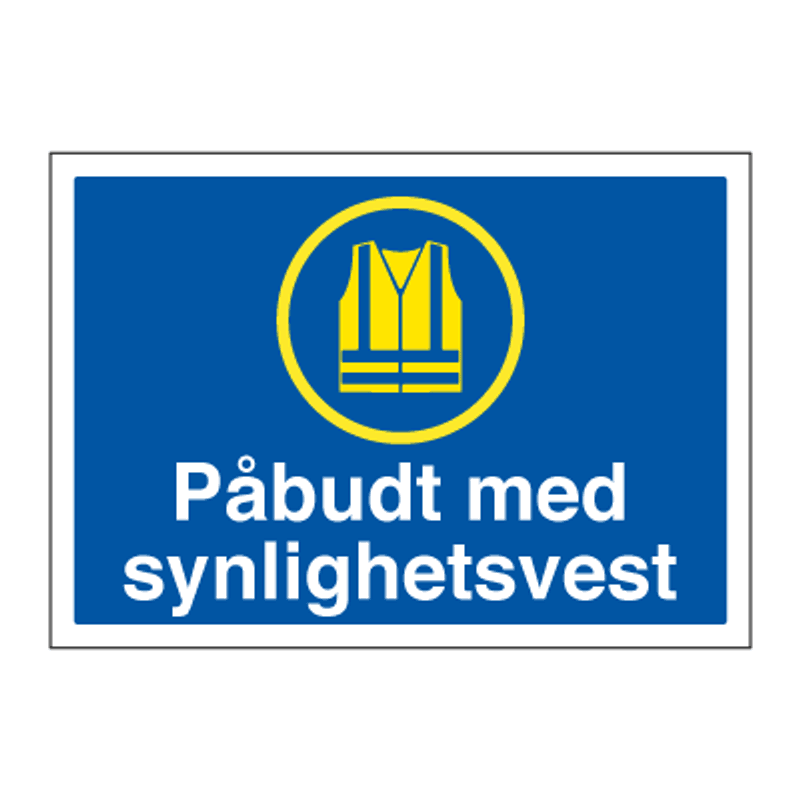 Påbudt med Synlighetsvest - HMS Påbudsskilt - 210 x 297 mm