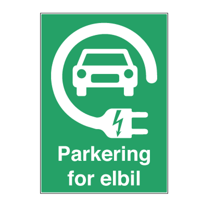 Parkering for elbiler - Parkeringsskilt med symbol og tekst