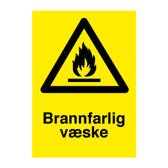 Hovedbilde Brannfarlig væske - Fareskilt med symbol og tekst