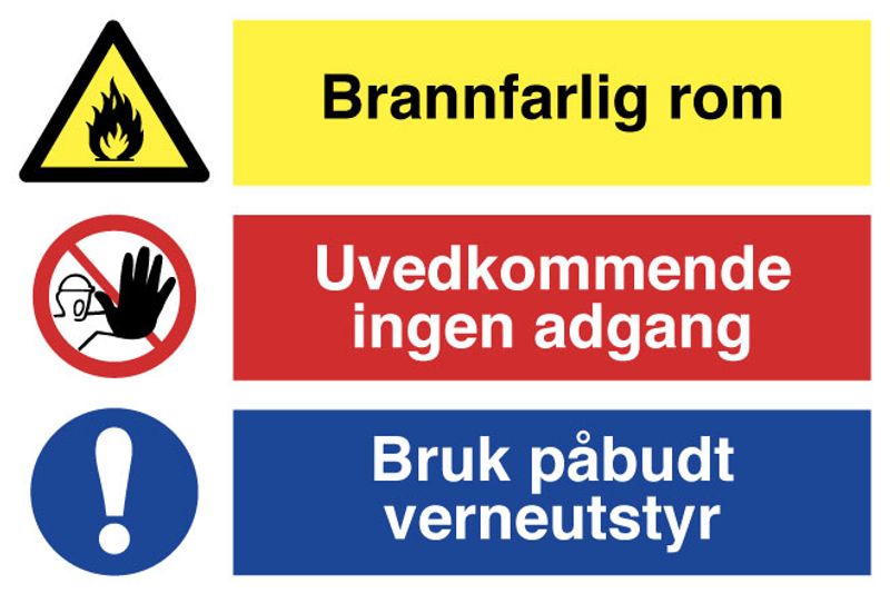 HMS Spesial- og kombinasjonsskilt med symbol og tekst