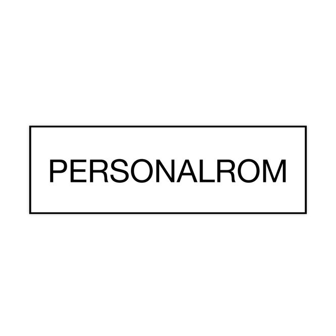 Hovedbilde Skilt for personalrom hvit med sort tekst