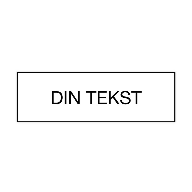 Skilt med egen tekst – Hvit og svart, 210x70 mm