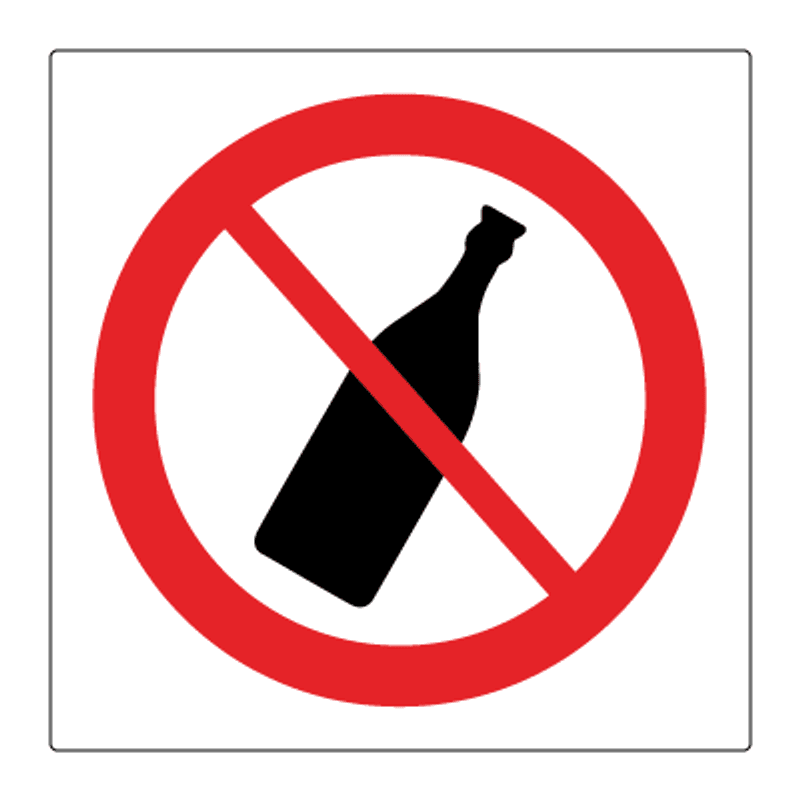 Flasker forbudt - Forbudsskilt med symbol