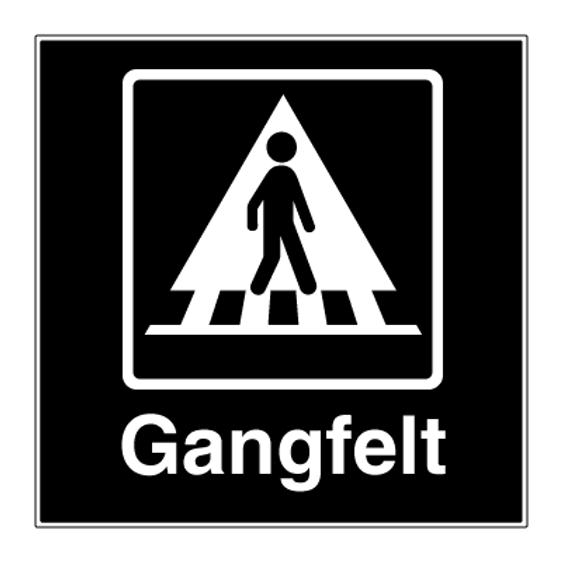 Privatrettslig opplysningsskilt - Gangfelt høyre
