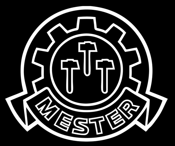 Hovedbilde Mestermerke - Klistremerke med symbol og tekst i hvit