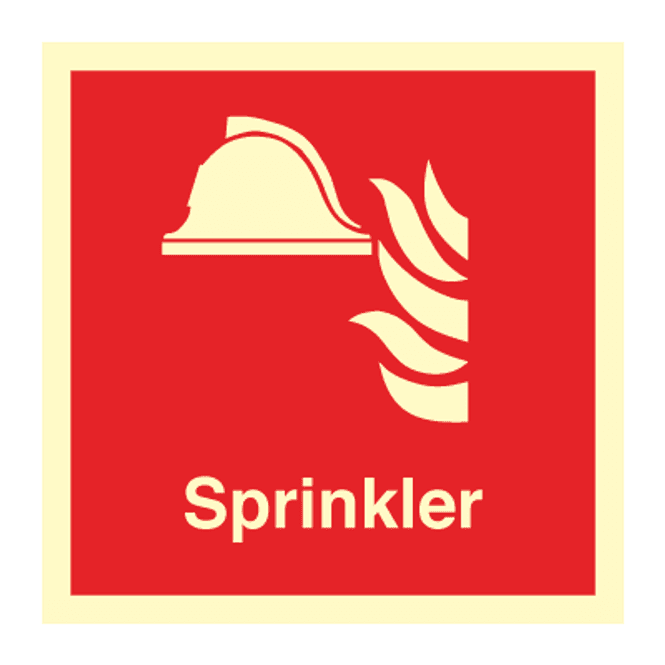 Hovedbilde Sprinkler - brannskilt med symbol og tekst