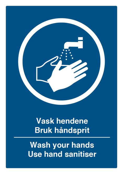 Hovedbilde Smittevernskilt - Vask hendene. Bruk håndsprit A4