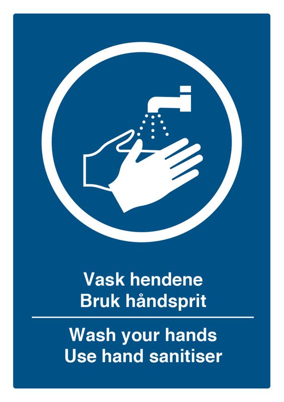 Smittevernskilt - Vask hendene. Bruk håndsprit A4