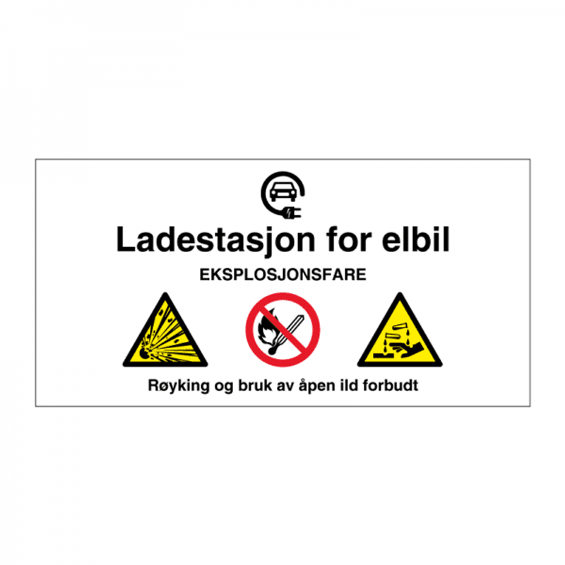 Ladestasjon for elbil - Varselskilt i aluminium