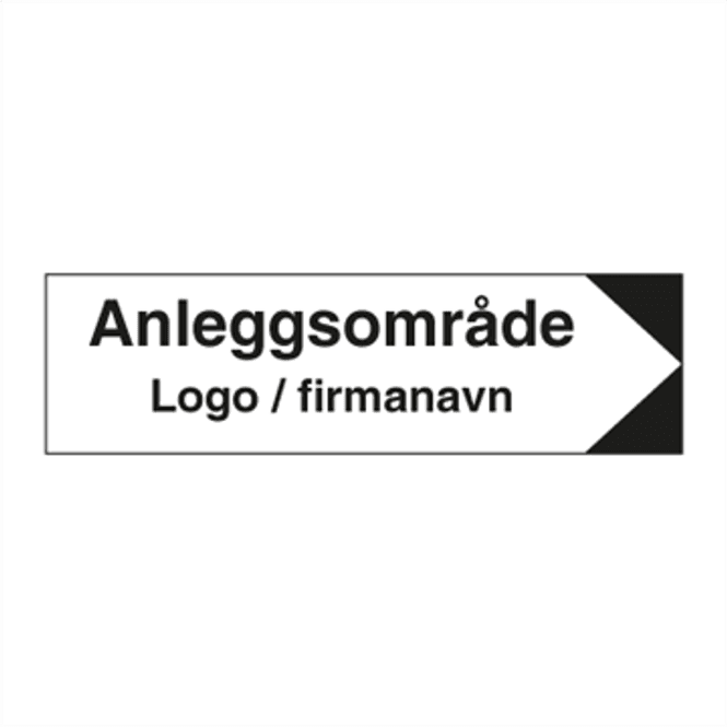 Hovedbilde Retningsskilt - Anleggsområde til høyre