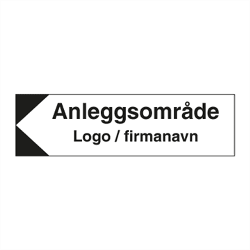Retningsskilt - Anleggsområde til venstre