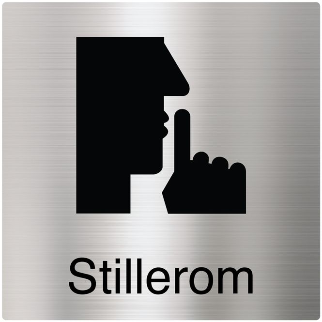Hovedbilde Stillerom - skilt med symbol og tekst