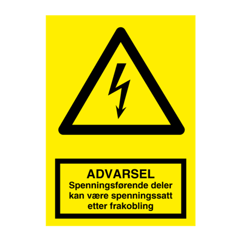 Spenningsførende deler - solcelleskilt