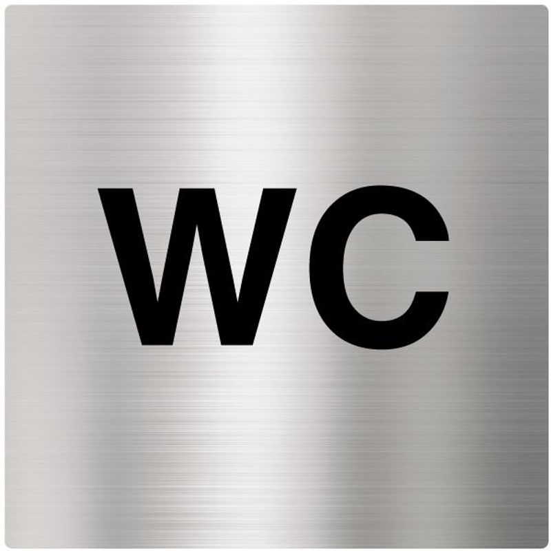 Toalettskilt WC Unisex - 150 x 150 mm i Børstet Aluminium