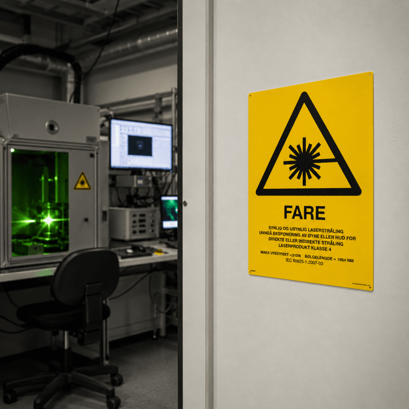 Laserfare skilt - Synlig og usynlig laserstråling