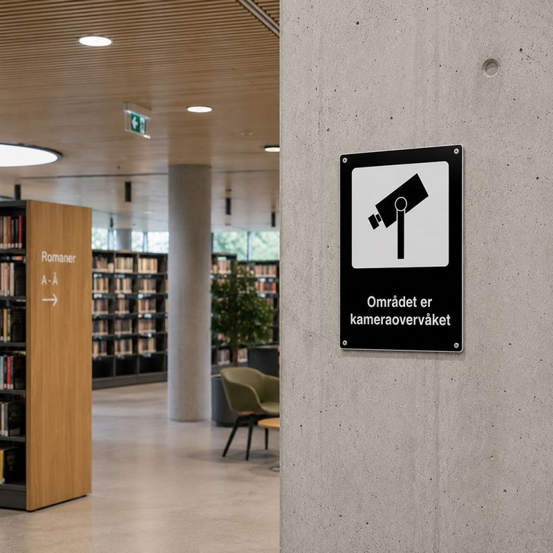 Kameraovervåkning skilt sort – Området er kameraovervåket