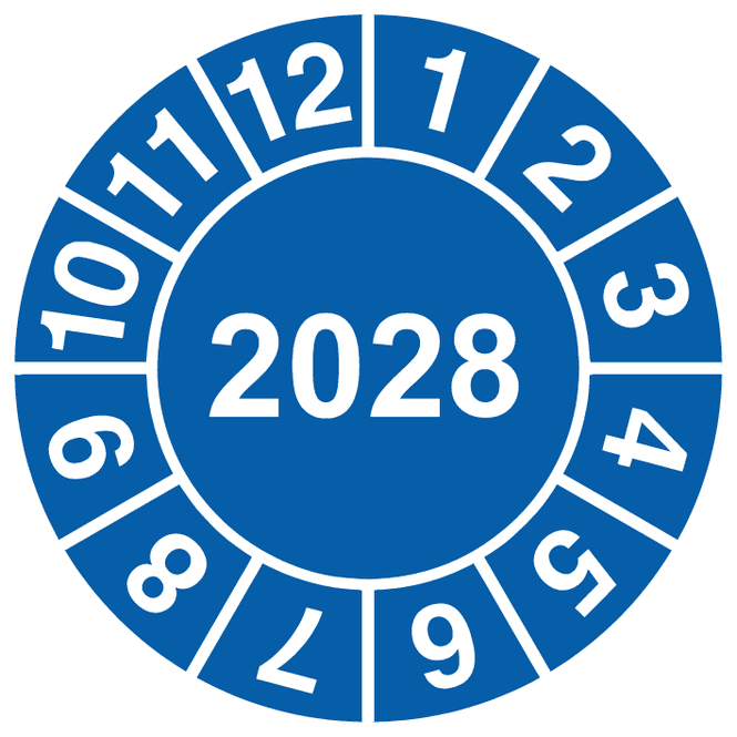 Hovedbilde 2028 År Kontrollmerke - Ø 30 mm (10 stk)