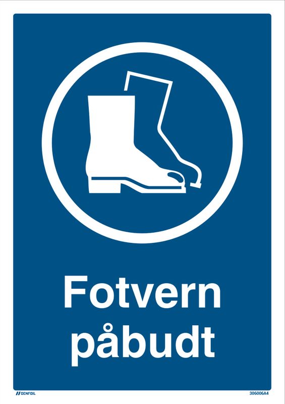 Påbudt med Fotvern - HMS Påbudsskilt - 210 x 297 mm