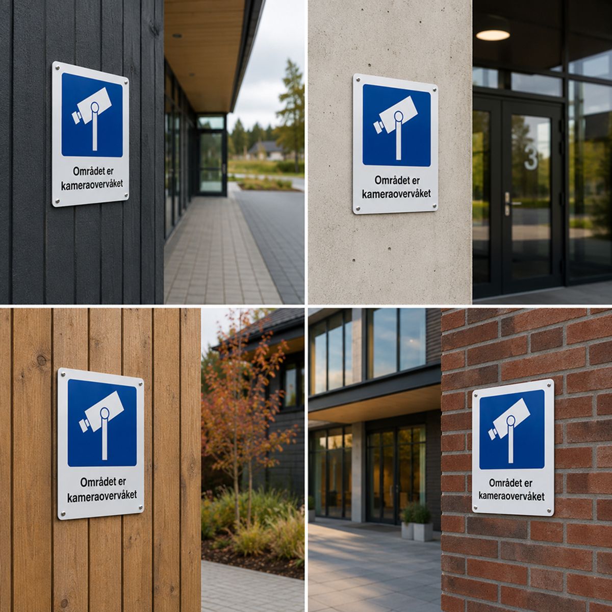 Området er kameraovervåket skilt med symbol og tekst