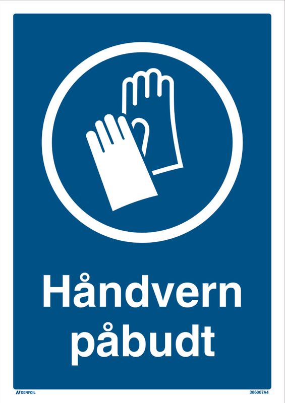 Påbudt med Håndvern - HMS Påbudsskilt - 210 x 297 mm