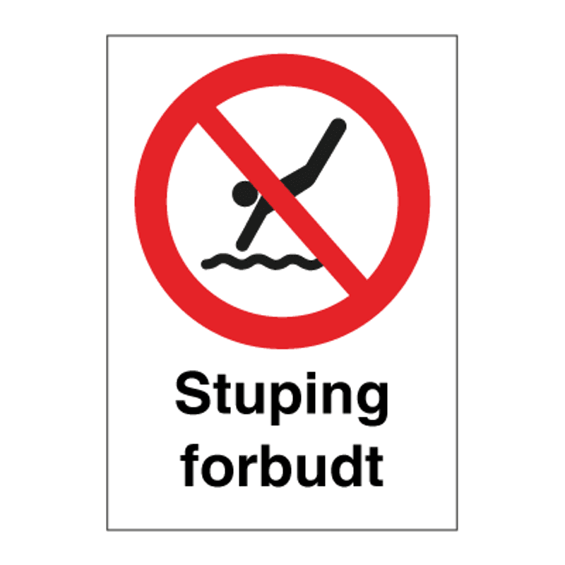 Stuping forbudt - Forbudsskilt med symbol og tekst