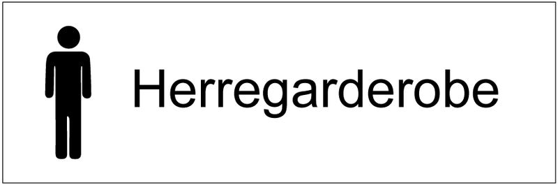 Skilt for Herregarderobe 210 x 70 mm