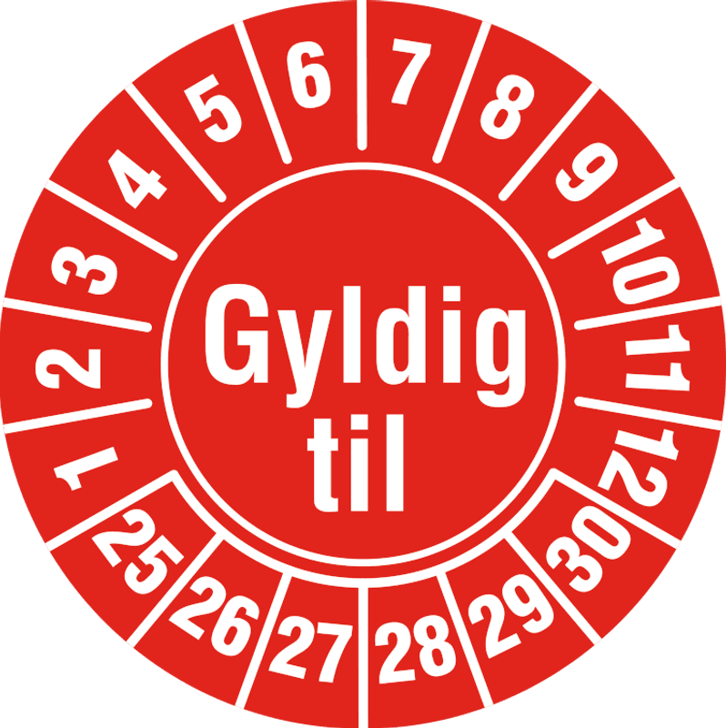 Gyldig til Kontrollmerke - Ø 30 mm (10 stk)